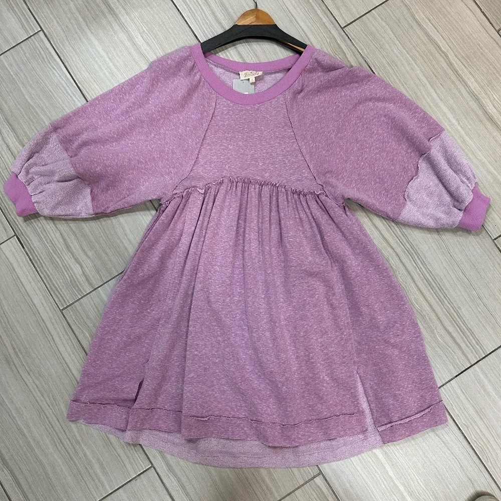 Light Weight French Terry Baby Doll Hi Low Dress Multiple Sizes - Picture 3 of 6